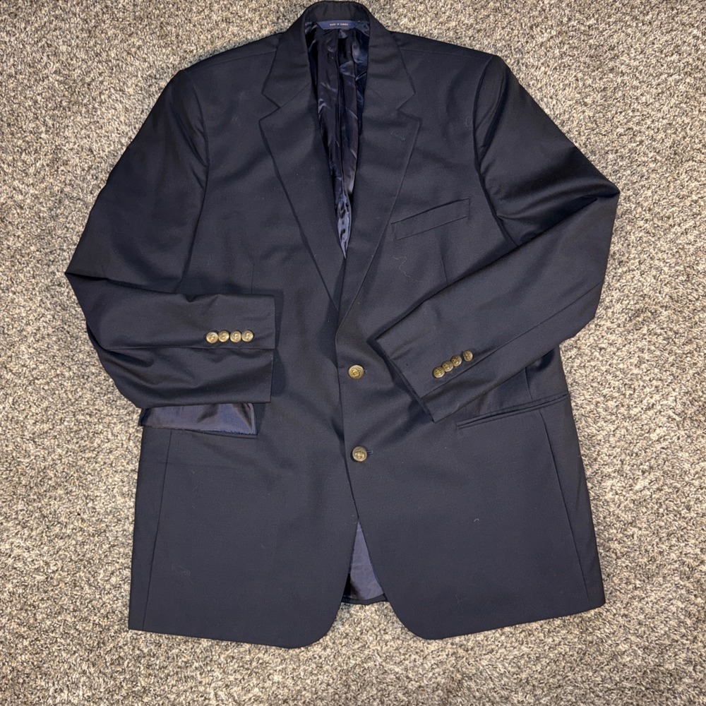 Brooks Brothers 44R 1818 Madison Loro Piana Wool Blazer Navy Blue Metal Button